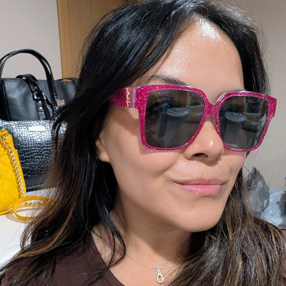 Yves Saint Laurent | Hot Pink Glitter Sunglasses - Picture 17 of 17